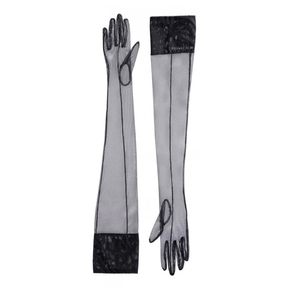 NWT Mugler x H&M Women's S Black Mesh Second Skin Gloves - Picture 1 of 2